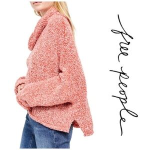 Free People Peachy Pink Cowl Neck Sweater Sz M
